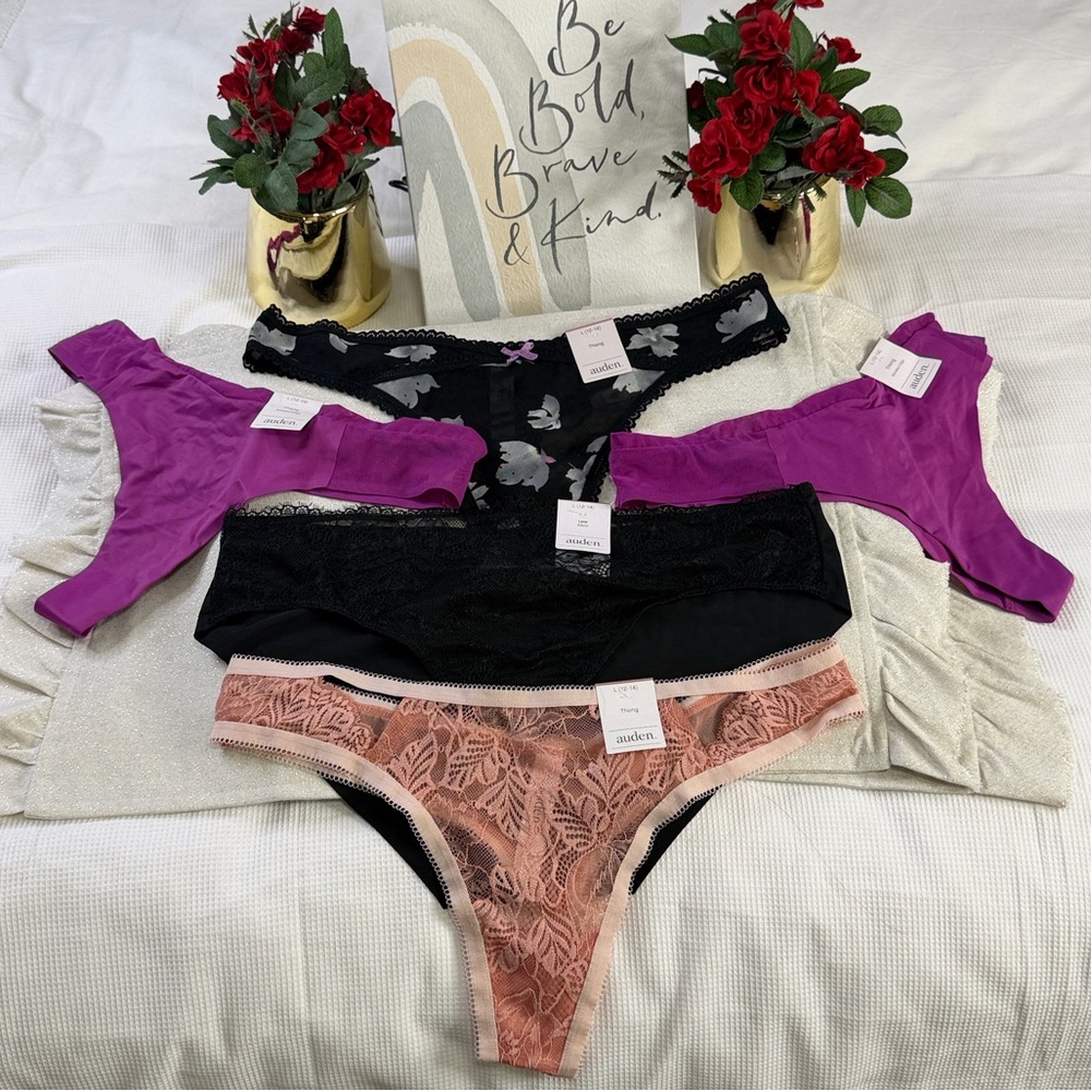 Five Auden Intimates Thong & Bikini Panties New With Tags